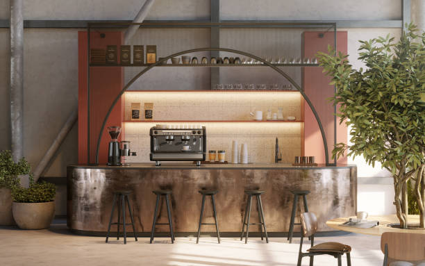 3D image office cafeteria kitchen 3D image office cafeteria kitchen. Interior of office cafe shop. cafe interior stock pictures, royalty-free photos & images