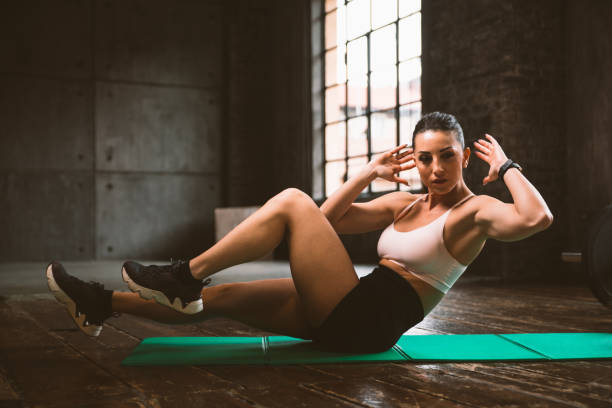 female bodybuilder training at the gym