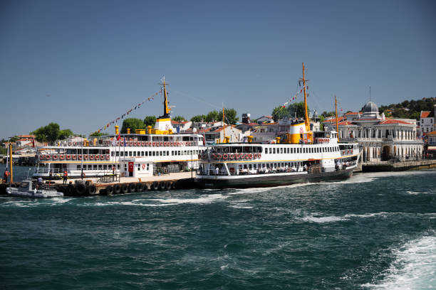 ISTANBUL, TURKEY - MAY 19, 2021: Sehir Hatlari ferry in Buyukada Terminal. Sehir Hatlari was established in 1844.