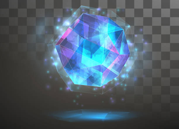 istock vector crystal. power and energy of the elements. blue, violet, neon glow. 1321367091