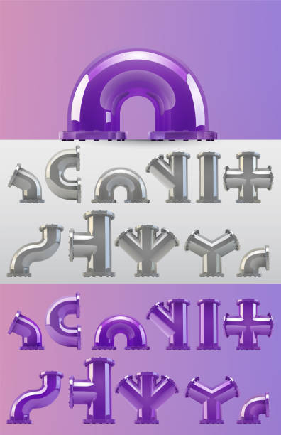 istock vector large set of plumbing steel pipes with flange. 1321369071