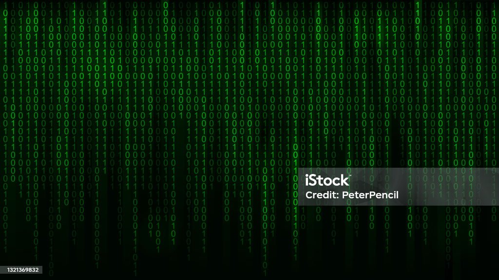 Binary Code Black And Green Digits 0 And 1 On The Screen Data Code ...
