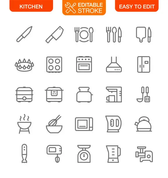 Vector illustration of Kitchen and Household Appliances Icons Set