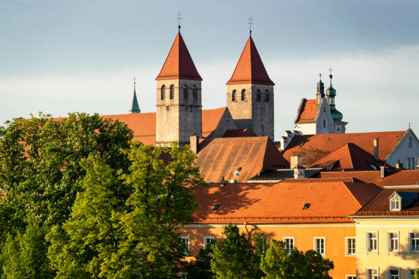 Regensburg, Bavaria, Germany. The Neupfarrkirche is a Protestant parish church on Neupfarrplatz in the old town of Regensburg. The construction of the church, originally planned as a Catholic pilgrimage church, began after the destruction of the Jewish quarter in 1519.