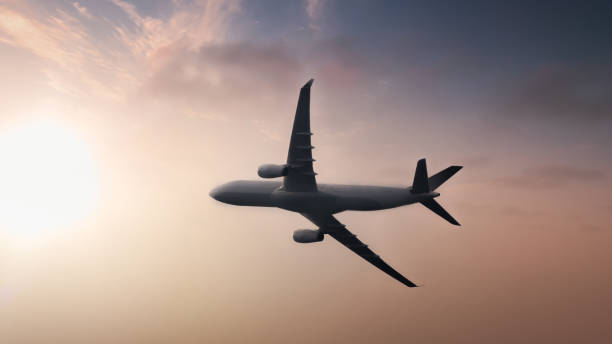 istock Airplane in the sunset 1321372287