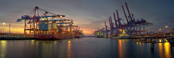 istock Container terminal in the evening in hamburg harbor 1321372338