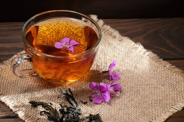 istock Herbal tea made from fireweed known as blooming sally in cup 1321377072