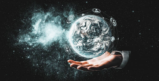 istock Global network connection covering earth with link of innovative perception 1321377252