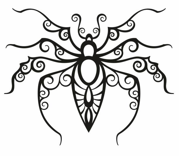 Tattoo Spider Tattoo Spider  isolated on white background spider tribal tattoo stock illustrations