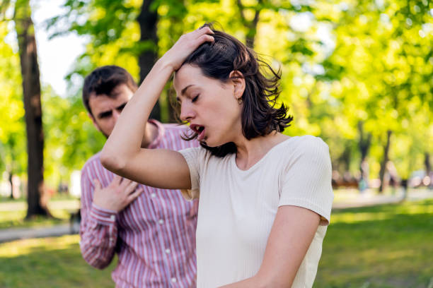 istock Bad love relationships. Concerned young man and angry girlfriend in quarrel 1321380304