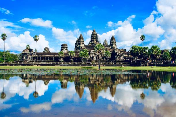 istock Angkor wat temple reflected into the lake , Siem Reap, Cambodia 1321380625