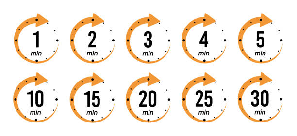vector timer - einfache wechselzeit jede minute - minutenzeiger stock-grafiken, -clipart, -cartoons und -symbole