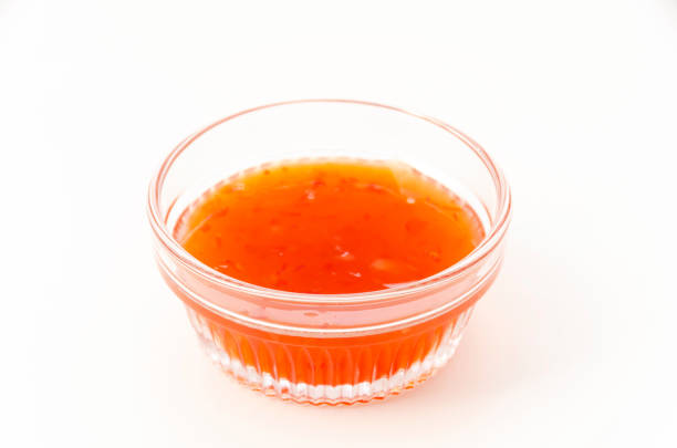 Sweet chili sauce on a small glass bowl
