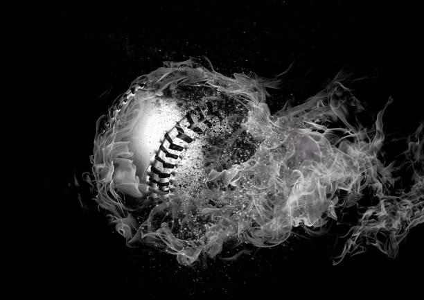 istock Splashing 3D rendered baseball ball and black background 1321391722