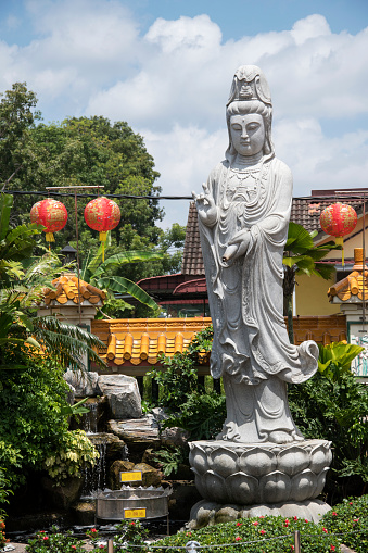 Johor Bahru, Malaysia- 27 Jan, 2020- Kwan Yin, Chinese Goddess of Compassion statue at a Chinese temple in Johor Bahru.