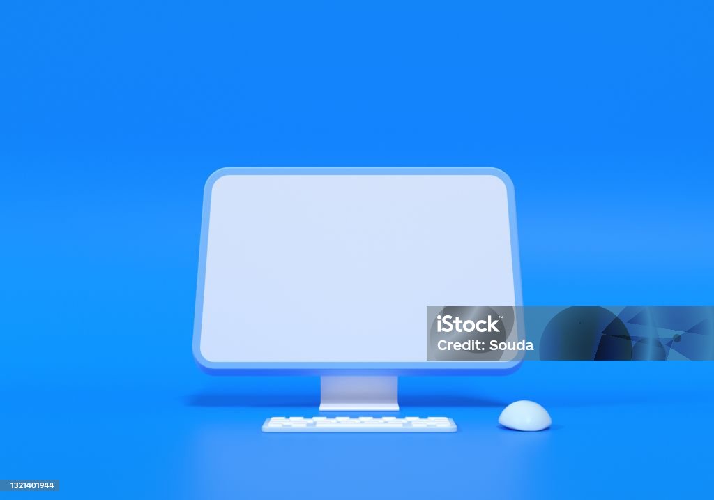 Desktop Without Gui 3d Minimal Desktop With Blank Screen Mockup Empty Screen For Text And ...