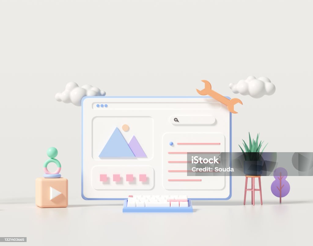 3d Web Development Application Design Coding And Programming On Laptop ...