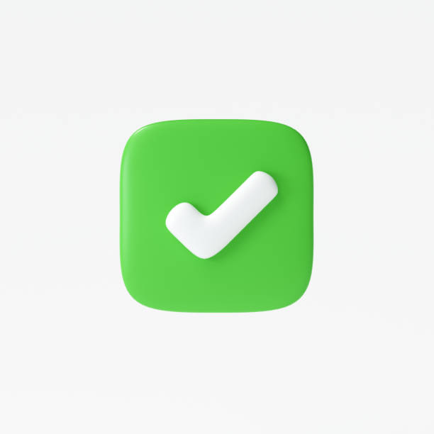 istock Like or correct symbol icon isolated white background, checkmark button, mobile app icon. 3d render illustration 1321410255