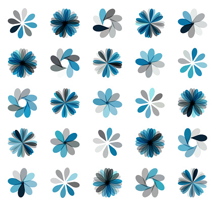 Swirl floral pattern icon buttons collection