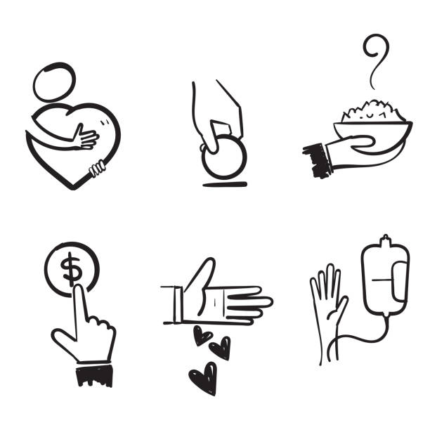 hand drawn doodle Set of Donations and Charity Related Vector icon illustration hand drawn doodle Set of Donations and Charity Related Vector icon illustration begging social issue stock illustrations