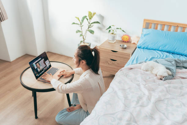 istock Work from home during coronavirus pandemic. Woman stays home 1321418525