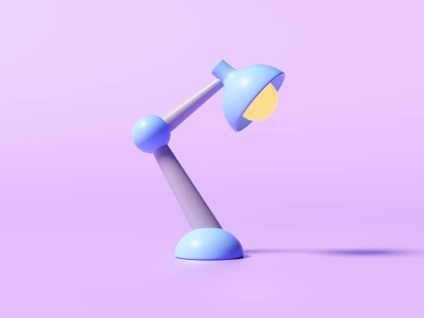 istock Retro desk lamp on purple background. 3d render illustration. 1321420573