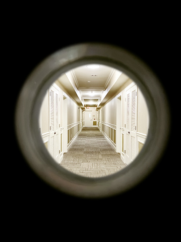 Looking at a corridor from peephole