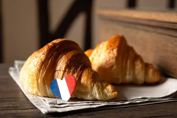 Photo of Croissants on an old table