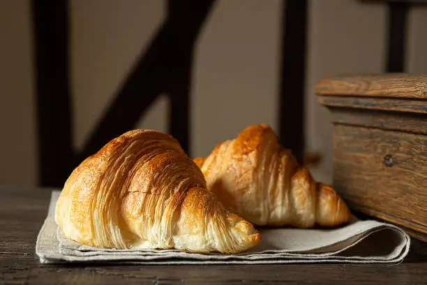 Photo of Two fresh french croissants
