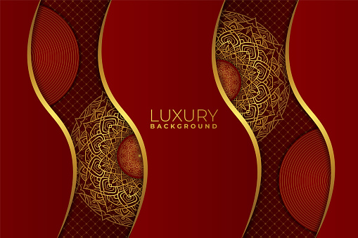 Elegant Modern Abstract Luxury Maroon and Gold with Mandala Art Background. Perfect for banner, social media, poster, brochure, magazine, business card, book cover, presentation layout, etc.