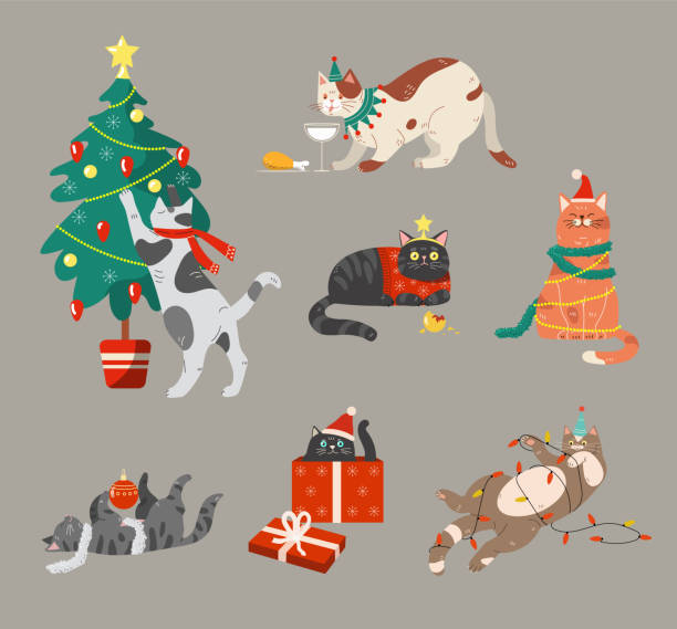 3,238 Cat Christmas Tree Illustrations & Clip Art - iStock | Dog cat christmas  tree