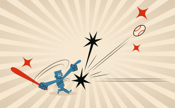 One smiling slugger (baseball player, batter) hits a home run and gives a First Place (winning) gesture Blue Cartoon Characters Design Vector Art Illustration.
One smiling slugger (baseball player, batter) hits a home run and gives a First Place (winning) gesture. baseball batter swinging stock illustrations