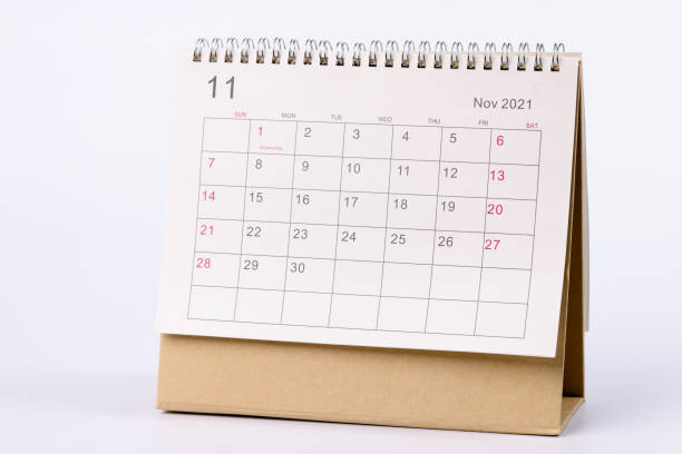 istock Calendar for November 2021 is on table closeup 1321436180