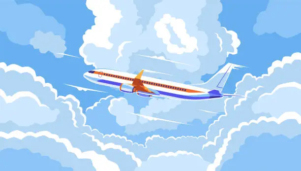 Vector illustration of Plane in the sky