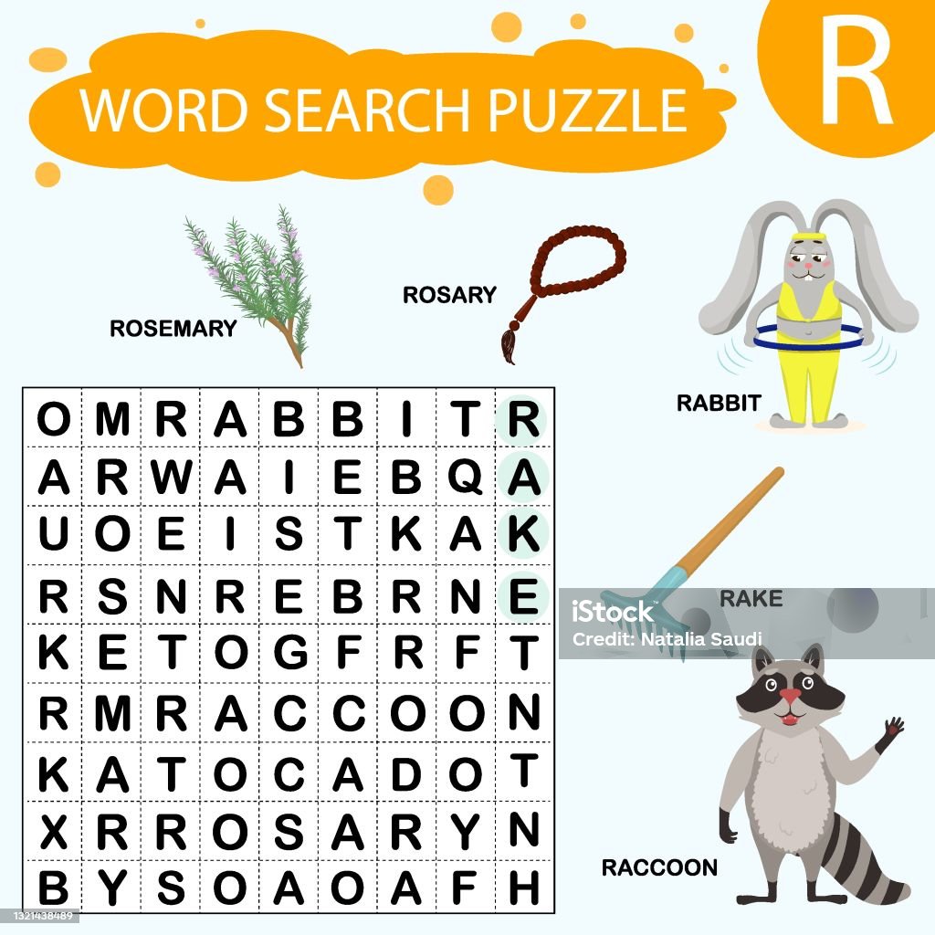 Word Games R Vector Educational Game For Kids A Puzzle For Finding Words Starting ...