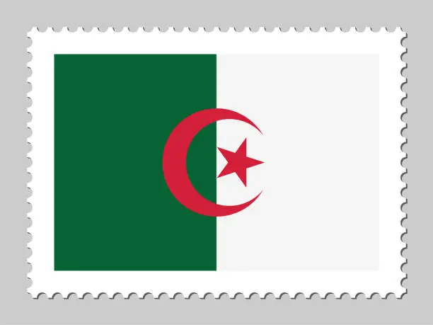 Vector illustration of Algeria flag postage stamp