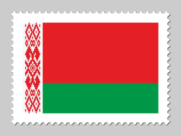 Vector illustration of Belarus flag postage stamp