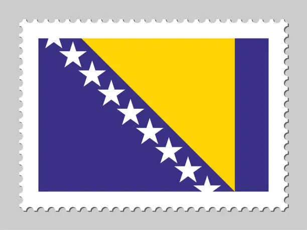 Vector illustration of Bosnia and Herzegovina flag postage stamp