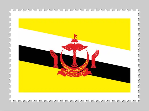 Vector illustration of Brunei flag postage stamp