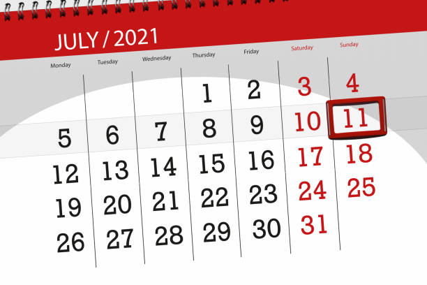 istock Calendar planner for the month july 2021, deadline day, 11, sunday 1321445192