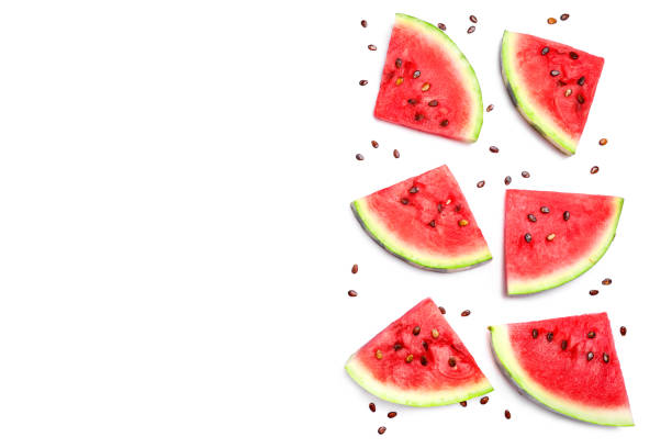 istock Ripe juicy sweet watermelon pieces 1321447599