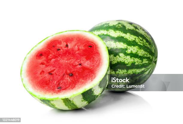 Ripe Juicy Watermelon Isolated On White Background Stock Photo - Download Image Now