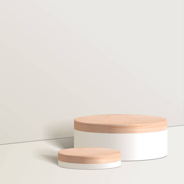 istock Abstract minimal mock up scene with geometric forms. wood podium with white background. 1321452741