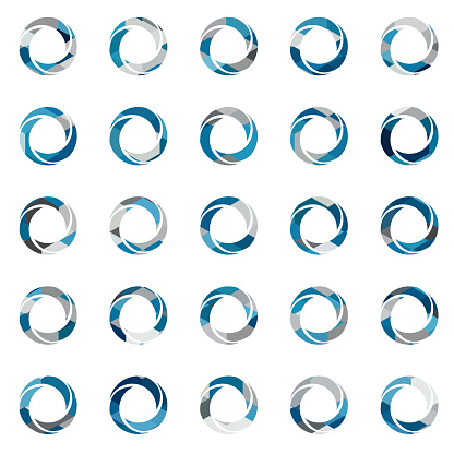 Recycling arrow ring buttons icon collection for design