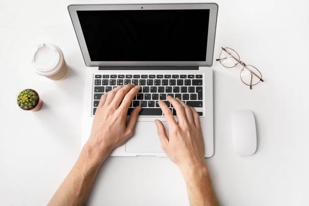 istock Man using laptop for business, business concept 1321453952