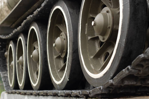 istock Tank tracks. Military equipment. A tank from the Second World War. 1321456054