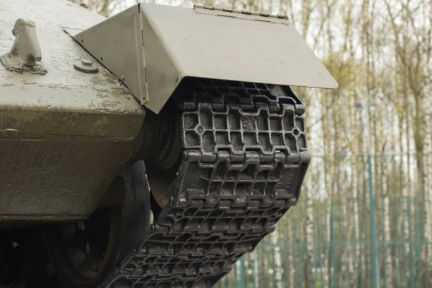 istock Tank tracks. Military equipment. A tank from the Second World War. 1321456179