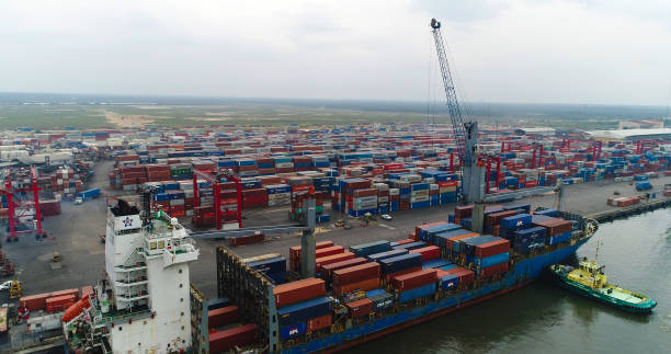 istock NIGERIA CUSTOM SERVICE ONNE NEW SEAPORT STACK OF CONTAINERS 1321460347