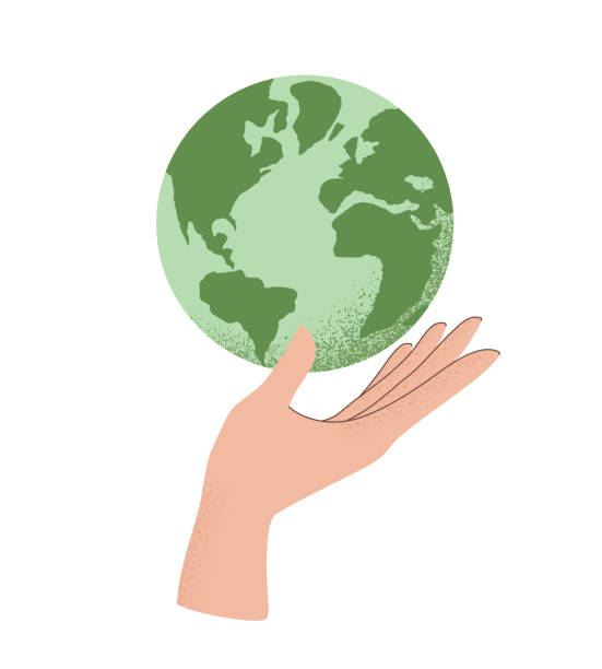 istock Vector illustration of human hand holding Earth globe, Concept of World Environment Day, Save the Earth, sustainability, ecological zero waste lifestyle, nature protection 1321460431