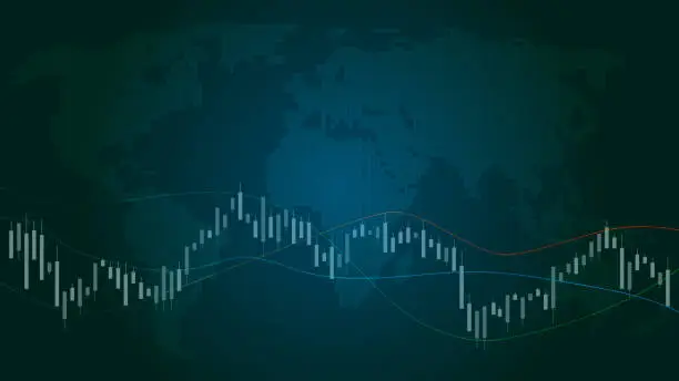 Vector illustration of Abstract bitcoin financial graph, economy financial chart. Exchange.